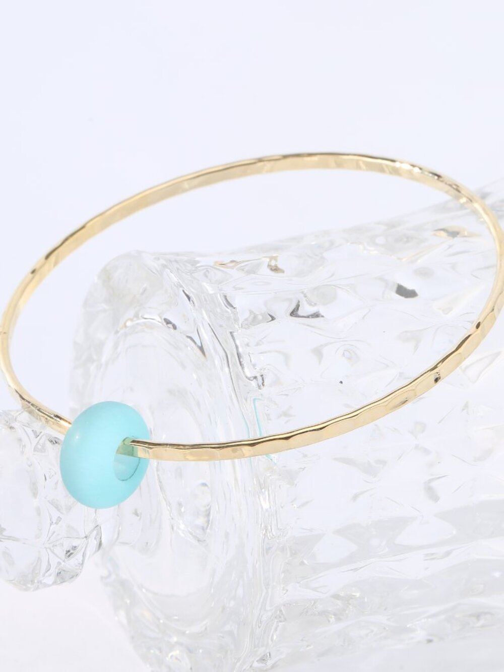 Aqua Sea Glass Bangle Bracelet